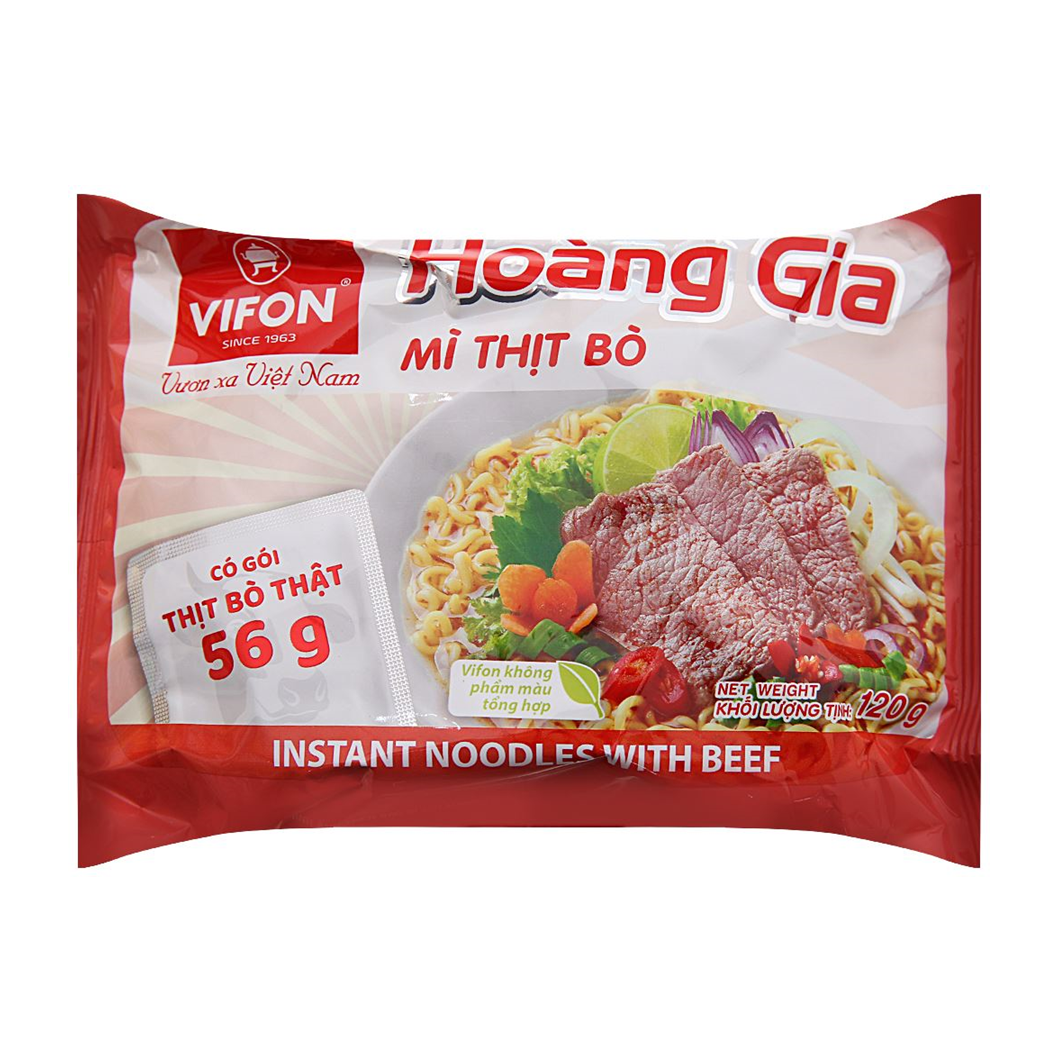 Mì thịt bò Vifon Hoàng Gia gói 120g (có gói thịt thật)