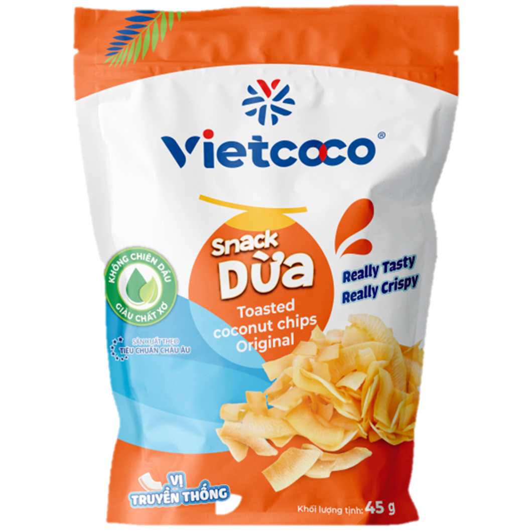 VIETCOCO original flavored coconut snack - Zipper bag 45g