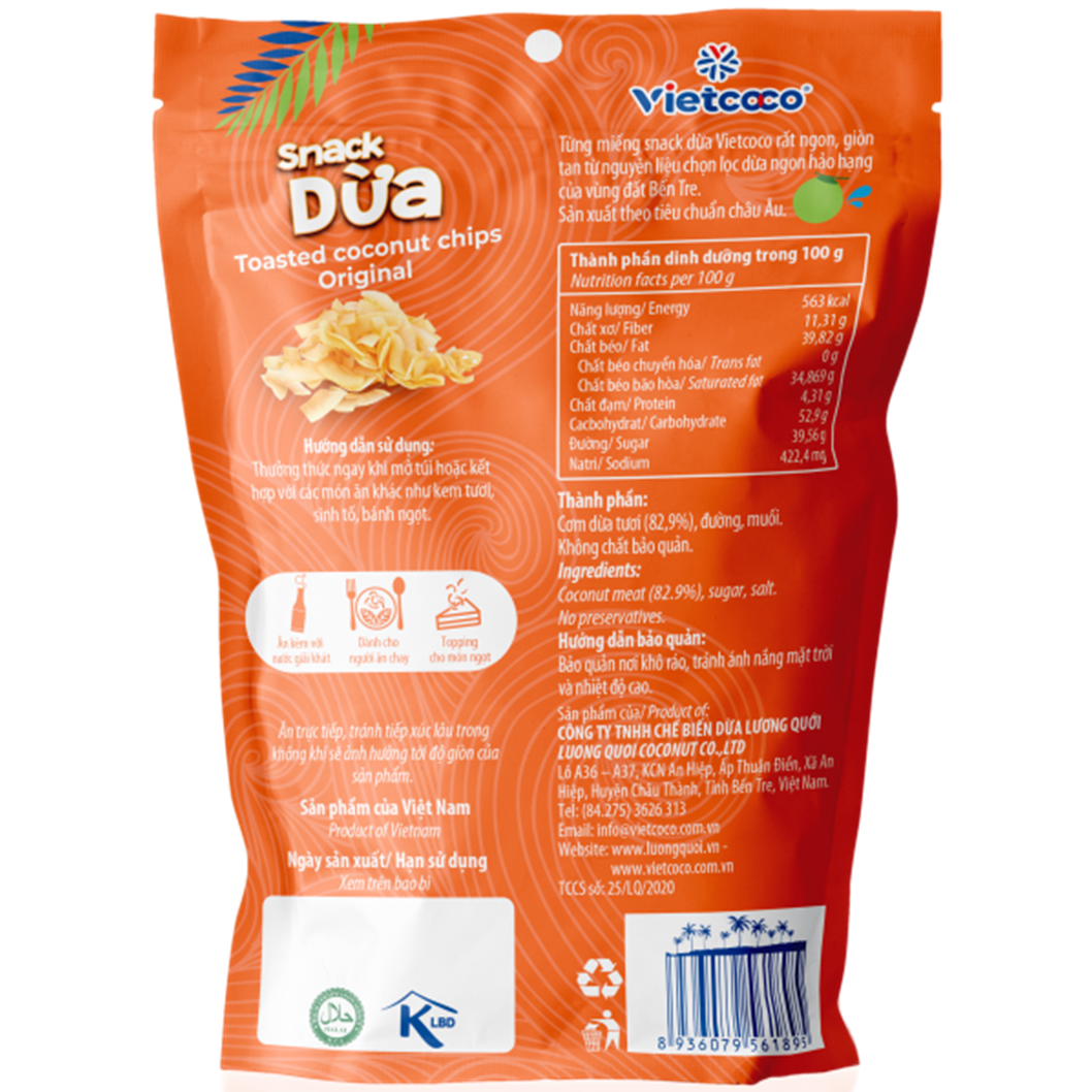 VIETCOCO original flavored coconut snack - Zipper bag 45g
